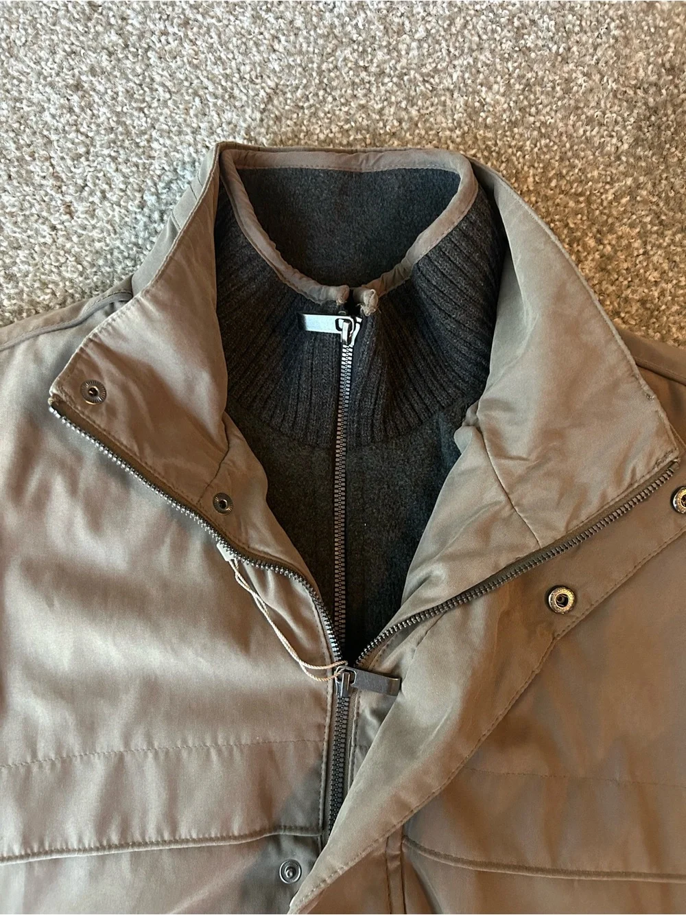 Men’s Taupe Khaki Puffer Bomber Jacket
